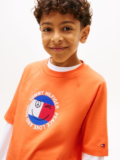 Orange Smiley Flag Logo Jersey T-Shirt  Boys
