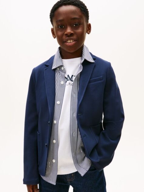 Blue Festive Pique Texture Regular Fit Blazer  Boys
