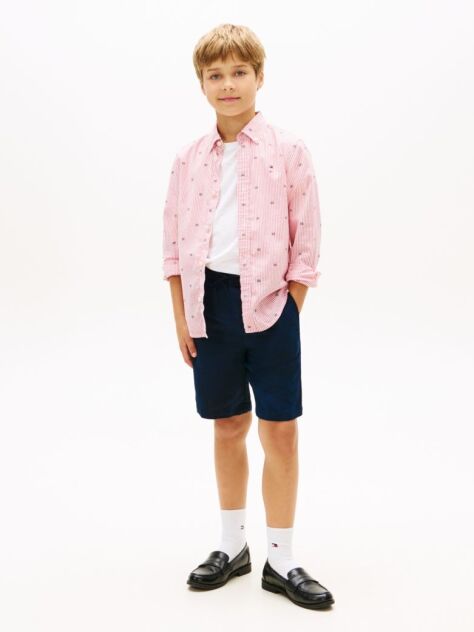 Blue Linen Blend Relaxed Shorts  Boys