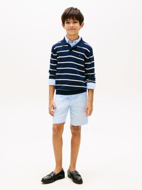 Blue Linen Blend Relaxed Shorts  Boys
