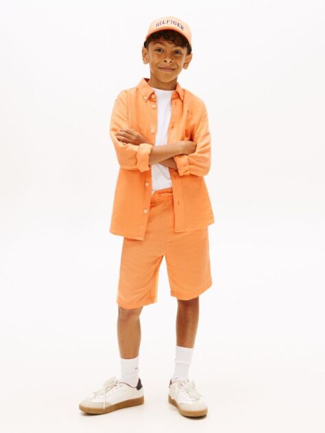 Orange Linen Blend Relaxed Shorts  Boys