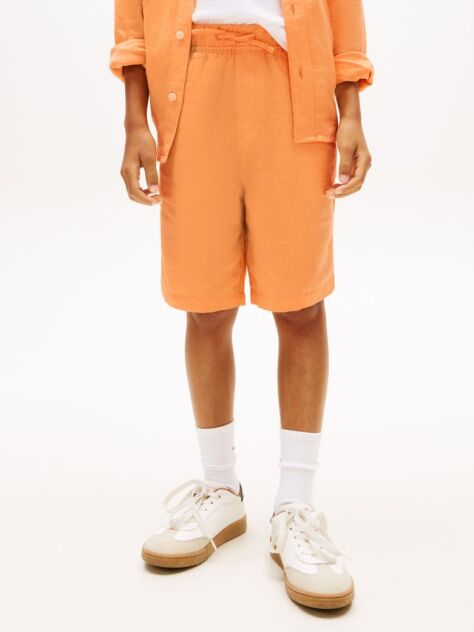 Orange Linen Blend Relaxed Shorts  Boys