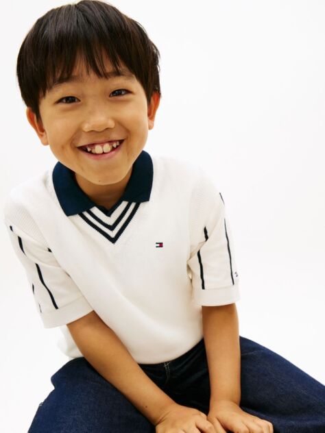 White Essential V-Neck Sweater Vest  Boys
