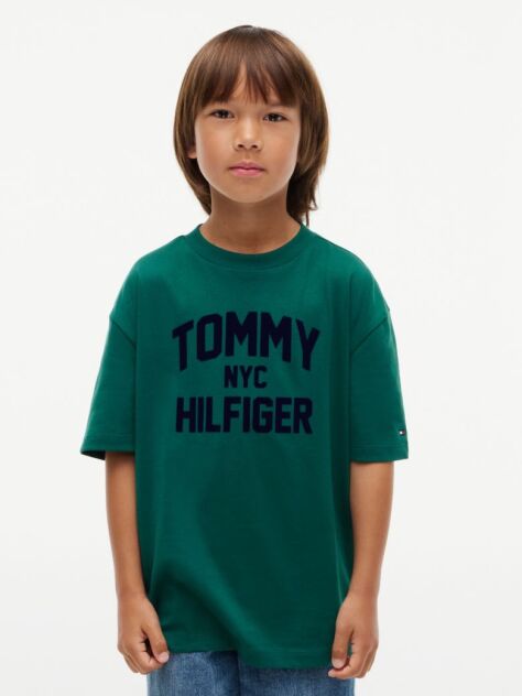 Πράσινο Βαμβακερό T-Shirt Με Λογότυπο Και Κλασική Λαιμόκοψη  Αγόρια