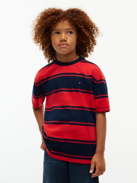 Red Stripe Jersey Crew Neck T-Shirt  Boys