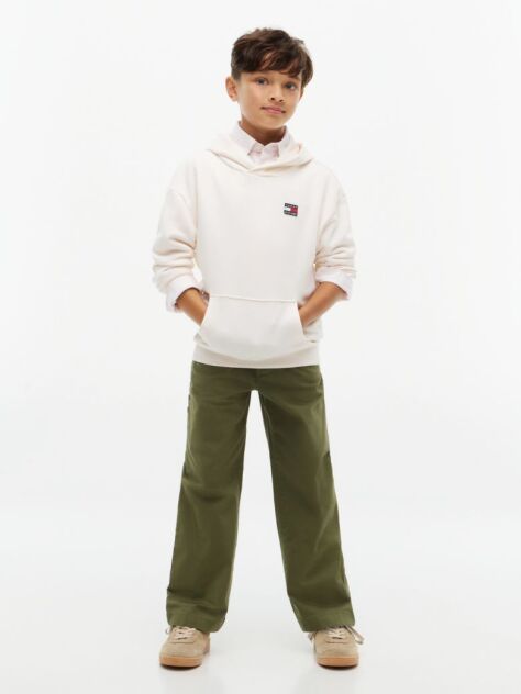 Green Herringbone Relaxed Twill Trousers  Boys