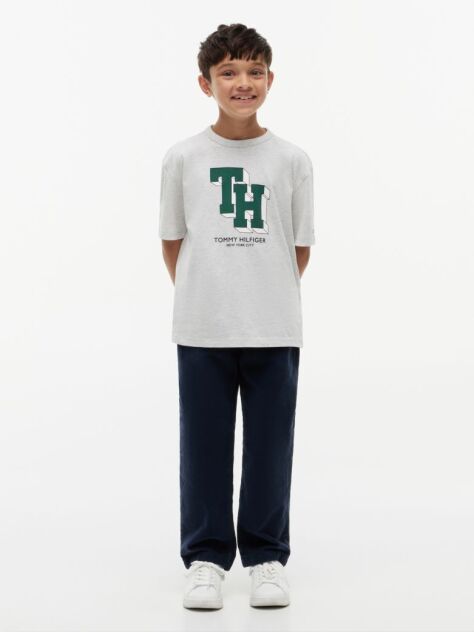 Γκρι Βαμβακερό T-Shirt Με Varsity Λογότυπο  Αγόρια