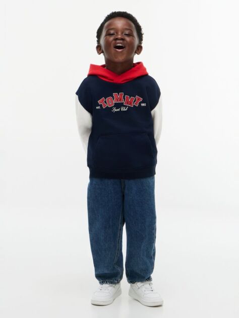 Blue Colour-Blocked Logo Terry Hoody  Boys