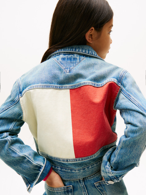 Blue Trucker Denim Flag Jacket  Girls