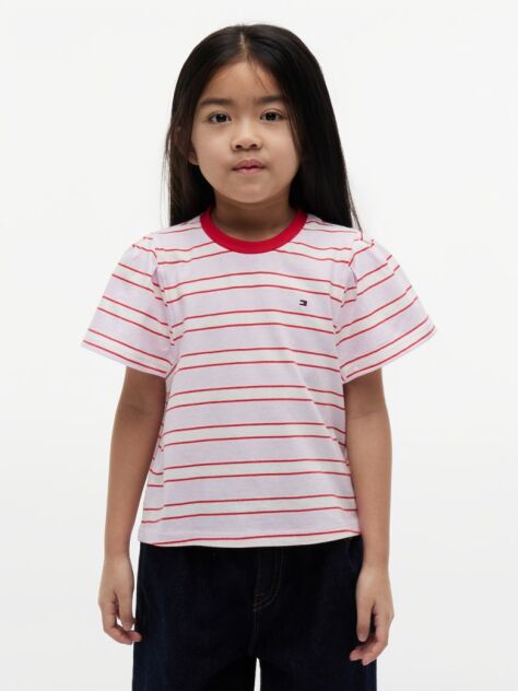 Multi Stripe Relaxed Jersey Crew Neck Top  Girls