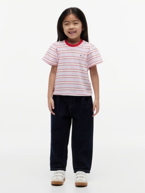 Multi Stripe Relaxed Jersey Crew Neck Top  Girls