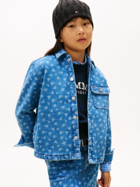 Multi Άνετο Denim Overshirt Με Φλοράλ Σχέδιο  Κορίτσια