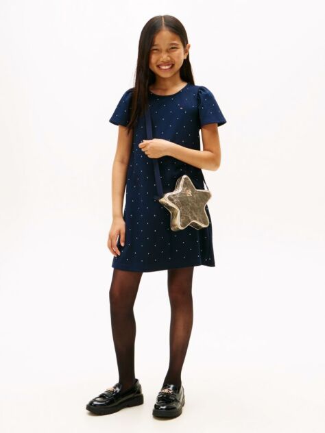 Blue Festive Stud A-Line Dress  Girls