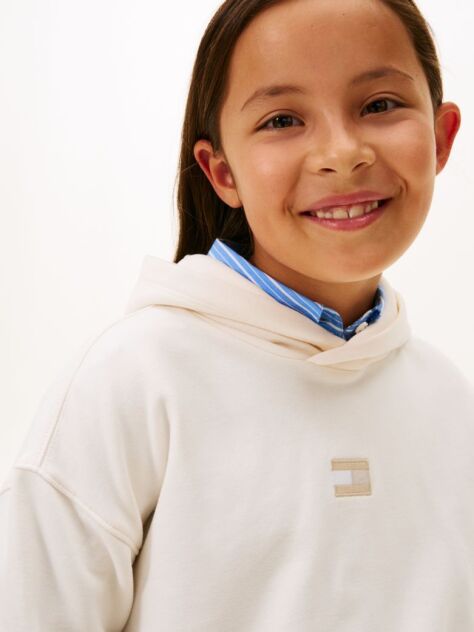 White Tonal Flag Hoody  Girls