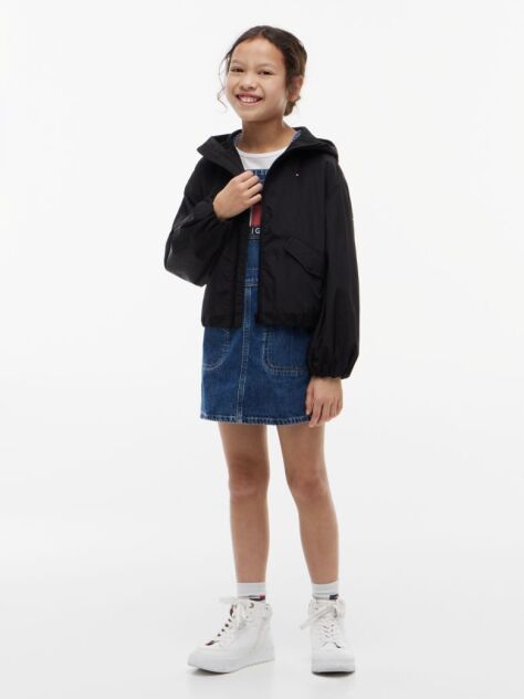 Black Hooded Flag Jacket  Girls