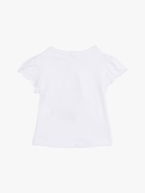 White Graphic Frill Sleeve T-Shirt  Newborn