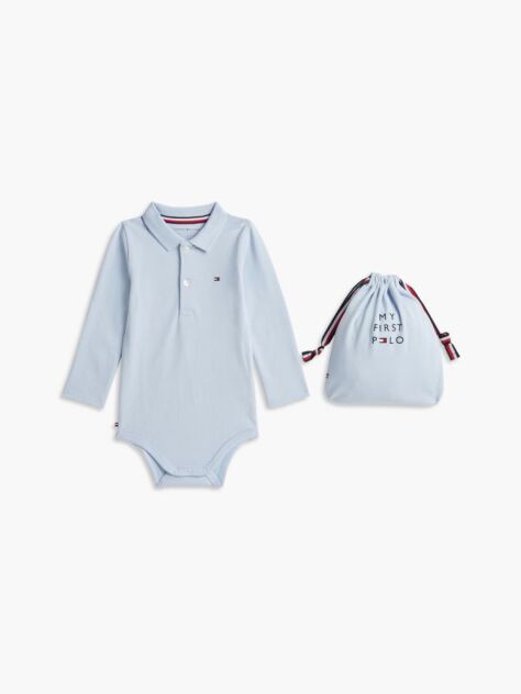 Blue Essential Pique Polo Bodysuit Gift Set  Newborn