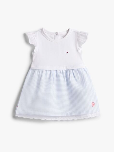 Multi Ithaca Stripe Frill Short Sleeve Dress  Newborn