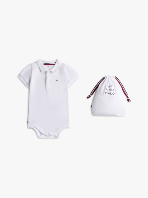 White Essential Polo Shirt Bodysuit Gift Set  Newborn