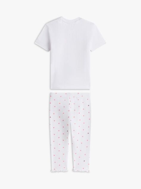 White Pointelle Print T-Shirt And Leggings Set  Newborn