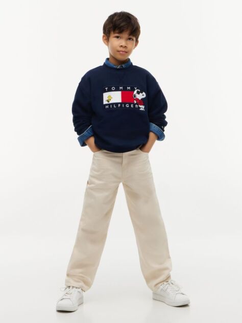 Blue Peanuts® Flag Graphic Embroidery Jumper  Kids Unisex