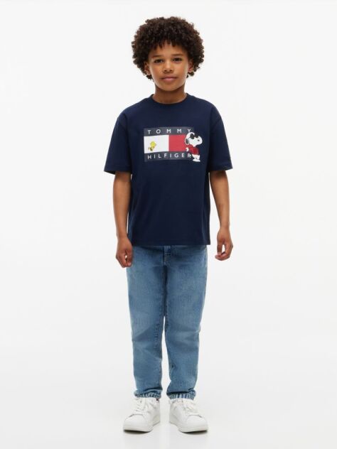 Blue Peanuts® Flag Graphic Jersey T-Shirt  Kids Unisex