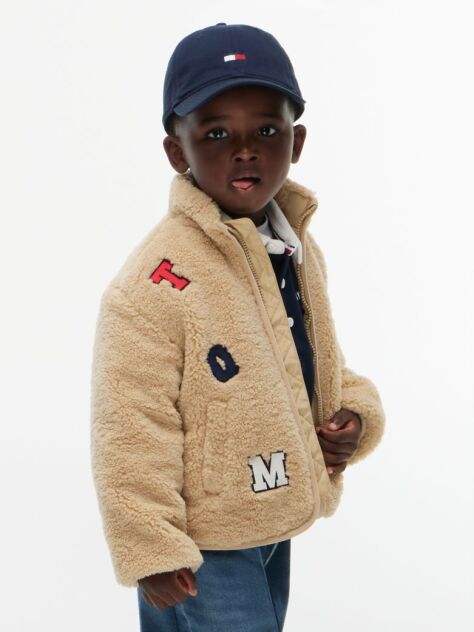 Μπεζ Teddy Τζάκετ Με Varsity Λογότυπο  Παιδί Unisex