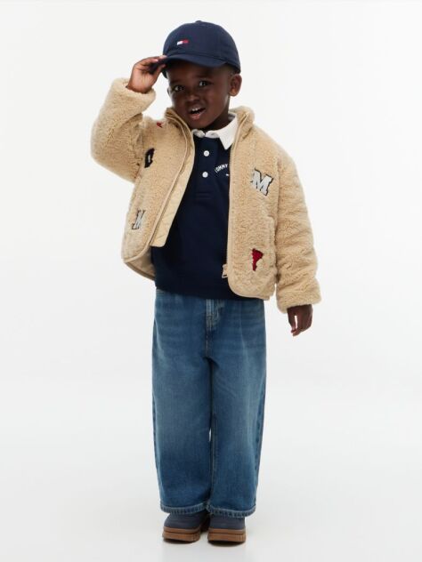 Μπεζ Teddy Τζάκετ Με Varsity Λογότυπο  Παιδί Unisex
