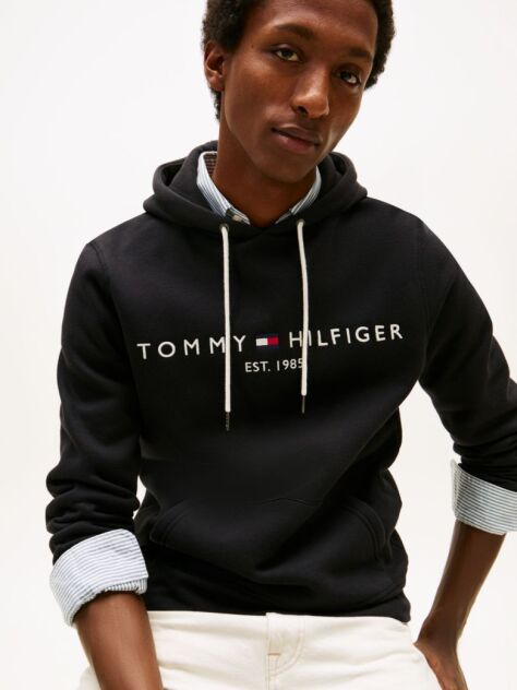 Μαύρο Fleece Hoody Με Λογότυπο  Άνδρες