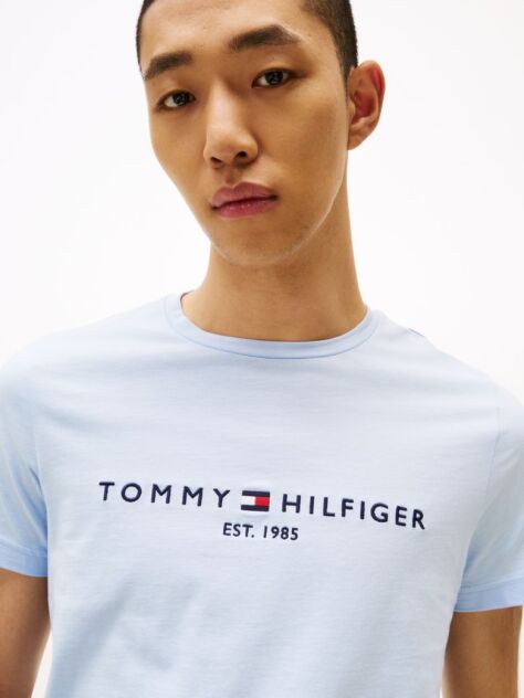 Blue Organic Cotton Chest Logo T-Shirt  Men