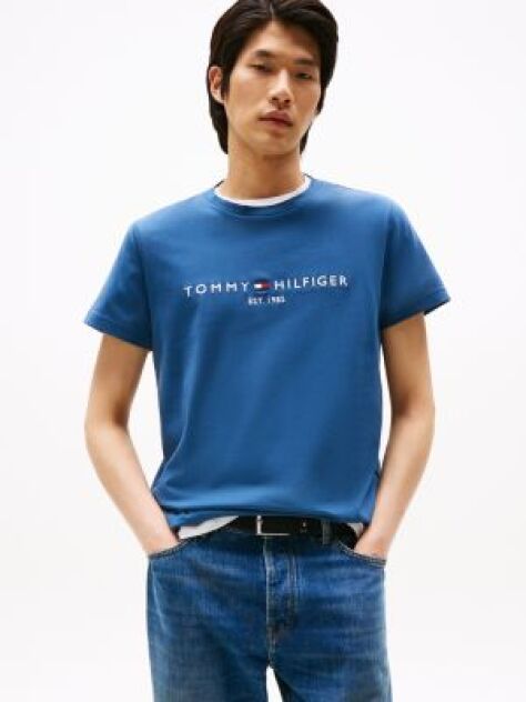 Blue Organic Cotton Chest Logo T-Shirt  Men