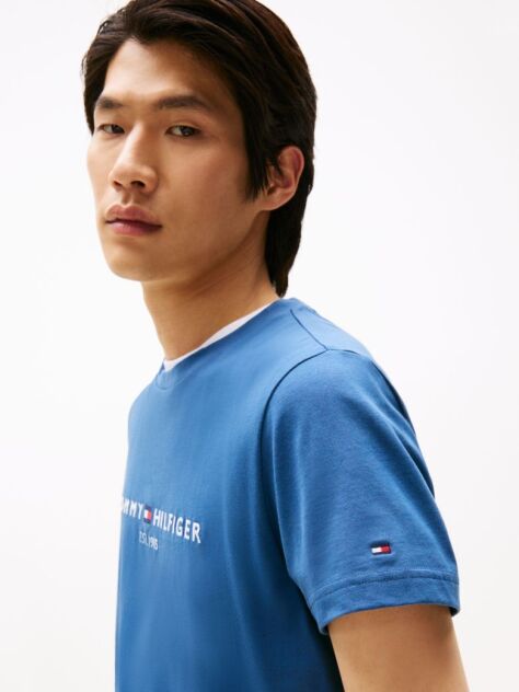 Blue Organic Cotton Chest Logo T-Shirt  Men