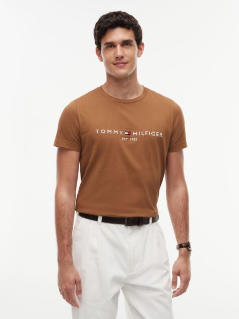 Brown Organic Cotton Chest Logo T-Shirt  Men
