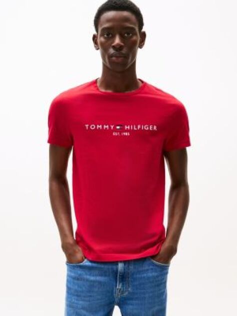 Red Organic Cotton Chest Logo T-Shirt  Men