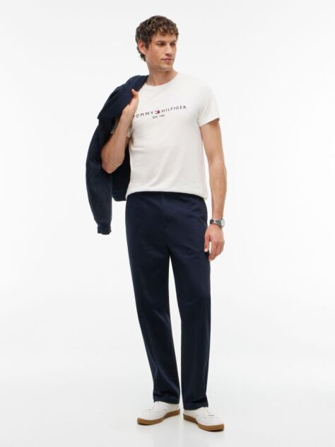 Beige Organic Cotton Chest Logo T-Shirt  Men
