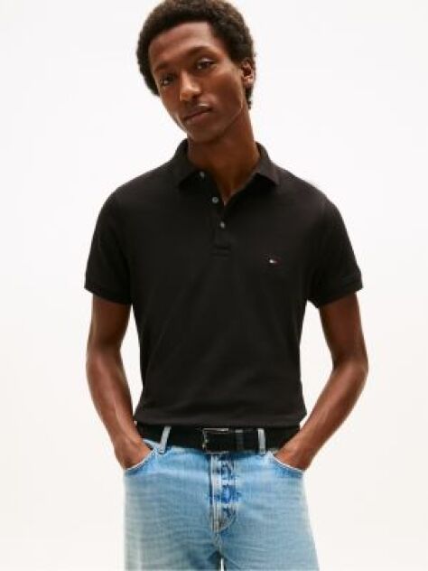 Black 1985 Organic Cotton Slim Fit Polo  Men