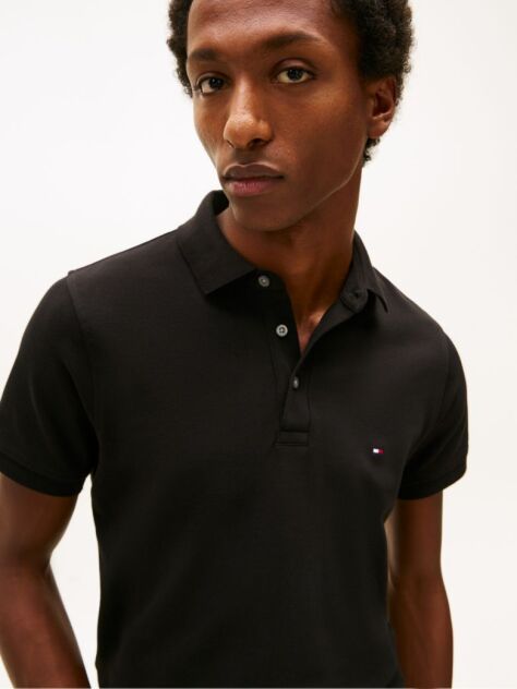Black 1985 Organic Cotton Slim Fit Polo  Men