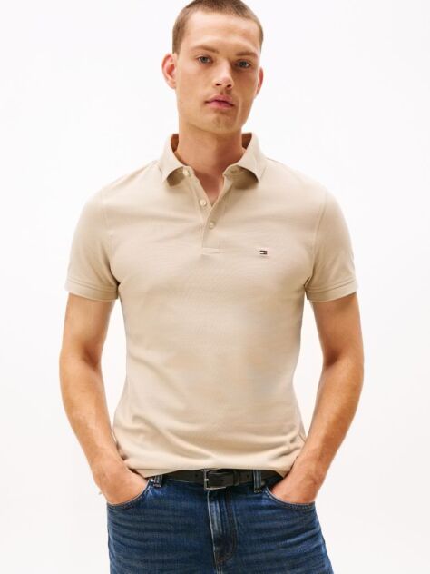 Beige 1985 Organic Cotton Slim Fit Polo  Men