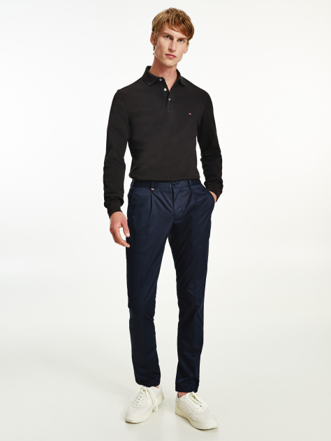 Black 1985 TH Flex Slim Fit Long Sleeve Polo  Men