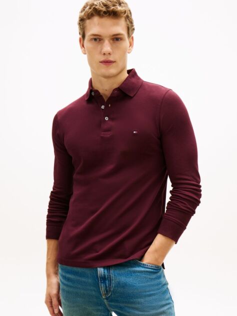 Red 1985 TH Flex Slim Fit Long Sleeve Polo  Men