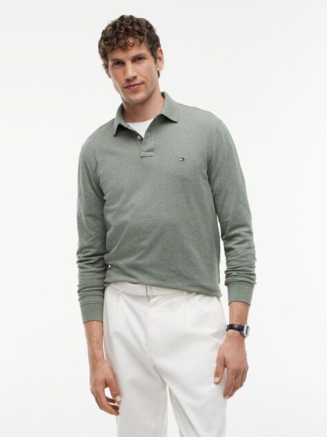 Green 1985 TH Flex Regular Fit Long Sleeve Polo  Men