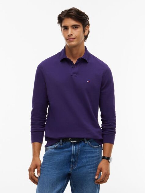 Purple 1985 TH Flex Regular Fit Long Sleeve Polo  Men