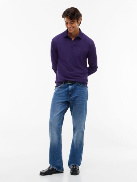 Purple 1985 TH Flex Regular Fit Long Sleeve Polo  Men