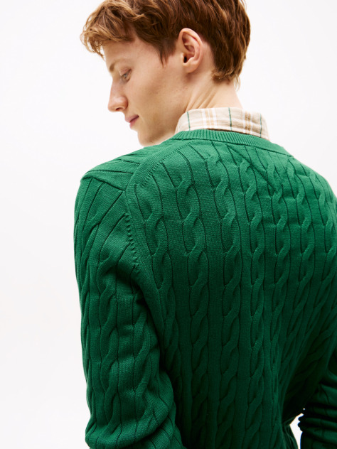 Green Classics Cable Knit Relaxed Fit Jumper  Men