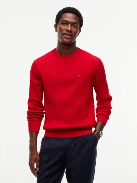 Red Classics Cable Knit Relaxed Fit Jumper  Men