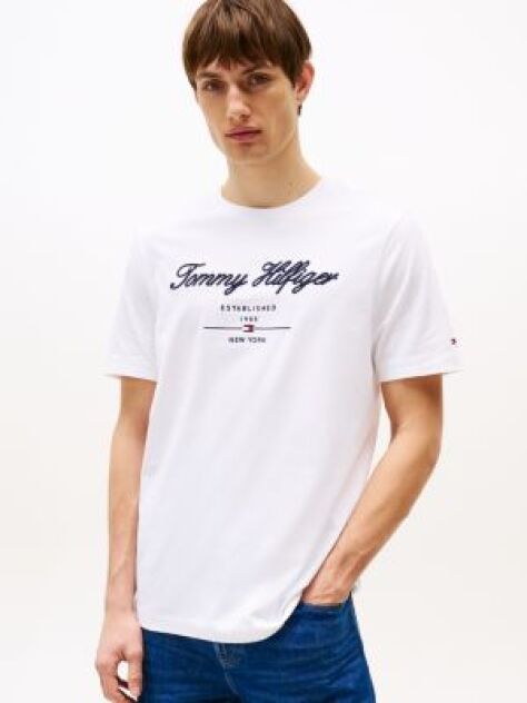 Άσπρο T-Shirt Με Λογότυπο Και Κλασική Λαιμόκοψη  Άνδρες