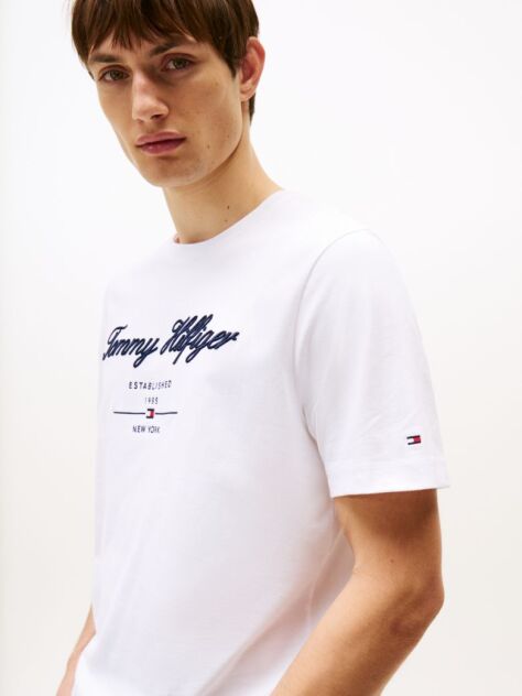 Άσπρο T-Shirt Με Λογότυπο Και Κλασική Λαιμόκοψη  Άνδρες