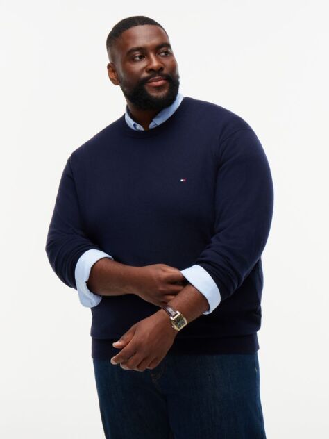 Blue Plus Heathered Knit Regular Fit Jumper  Men