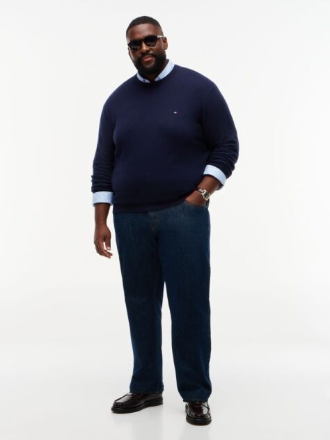 Blue Plus Heathered Knit Regular Fit Jumper  Men