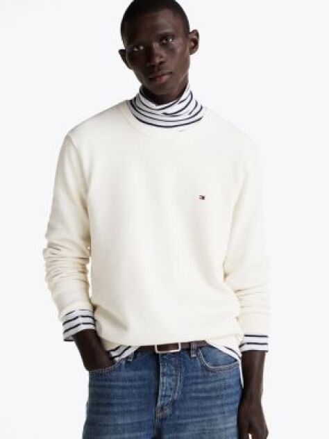 White Crew Neck Textured Knit Jumper  Men